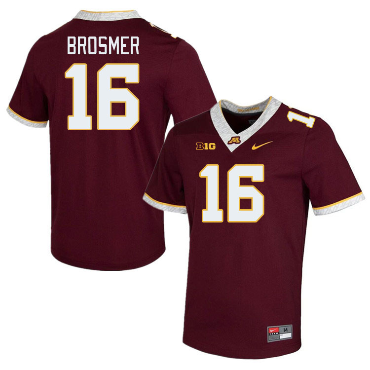 Men #16 Max Brosmer Minnesota Golden Gophers College Football Jerseys Stitched-Maroon